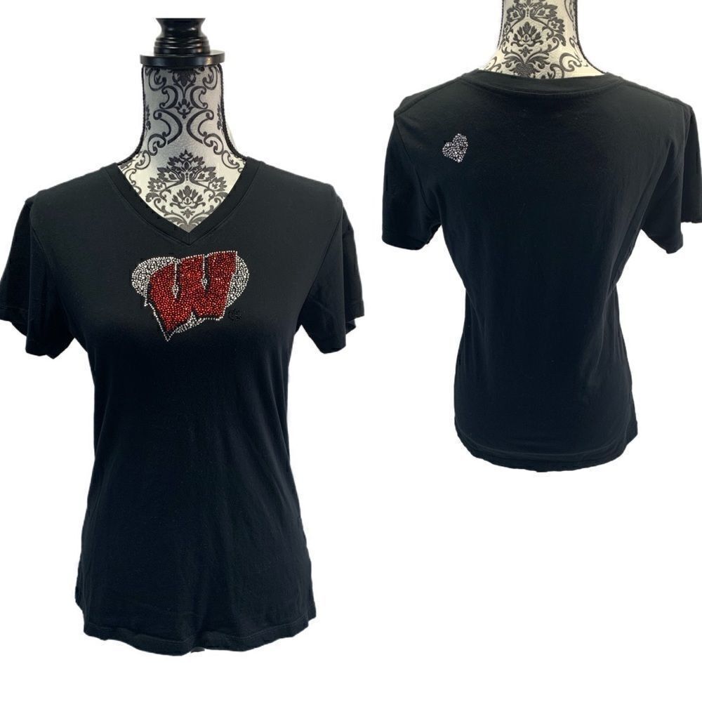 P.Michael WMNS Wisconsin bedazzle T-shirt - Picture 3 of 11
